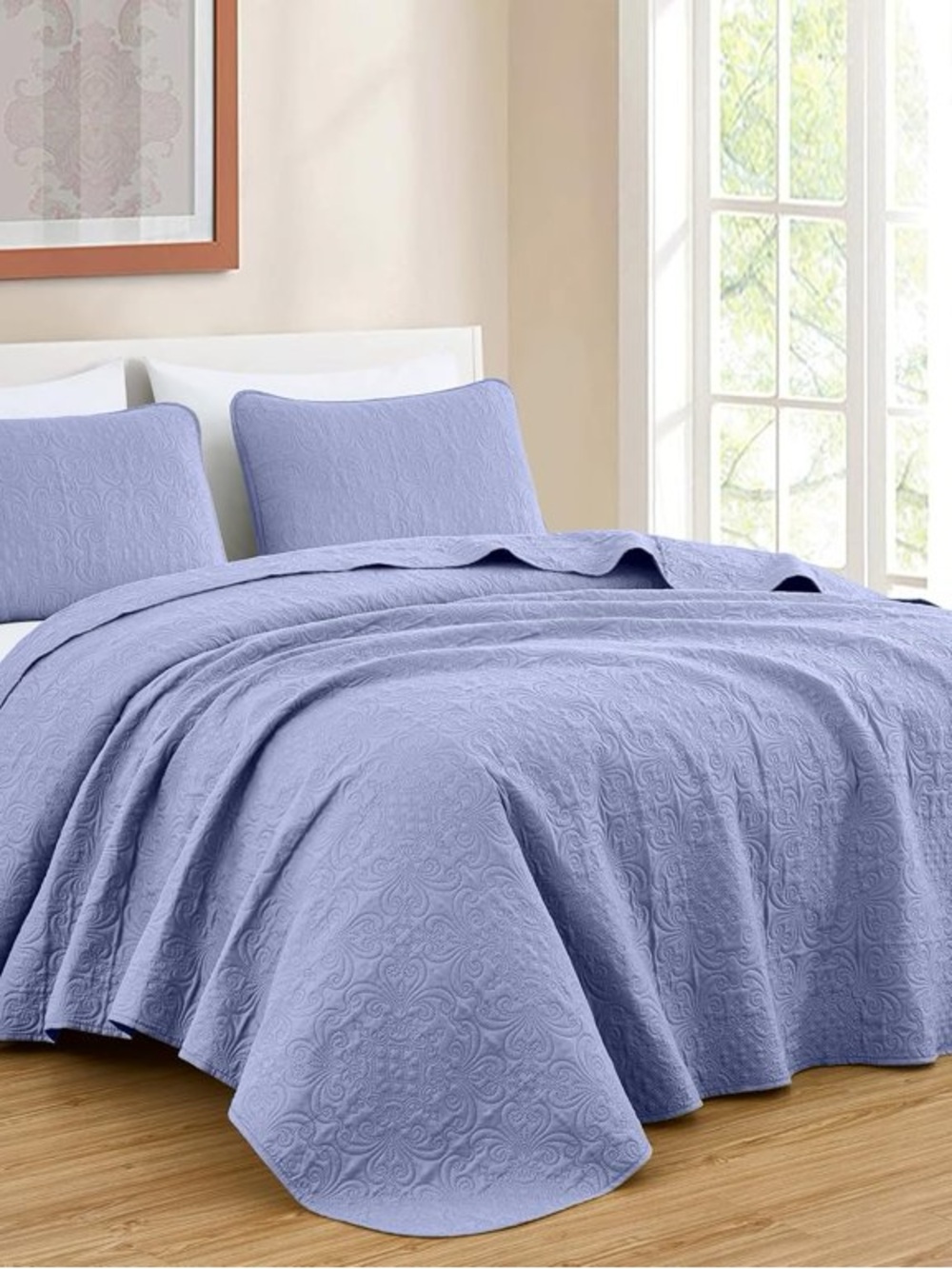 Light Lavender 3 piece king Quilted Bedspread Set